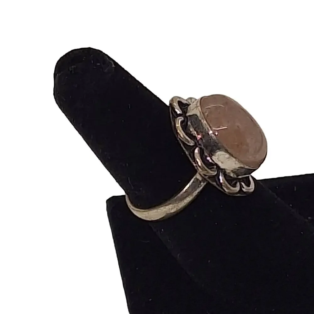 Rose Quartz Ring 925 Silver Plate Sz 6 3/4